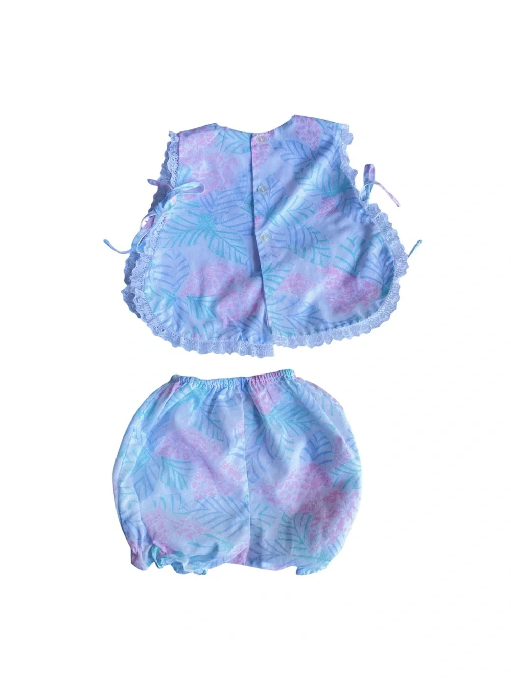 Vintage Baby Girl Pastel Floral Bib & Bloomers Set